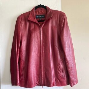 Kenneth Cole Reaction Red Leather Zip Jacket Coat XL Vintage